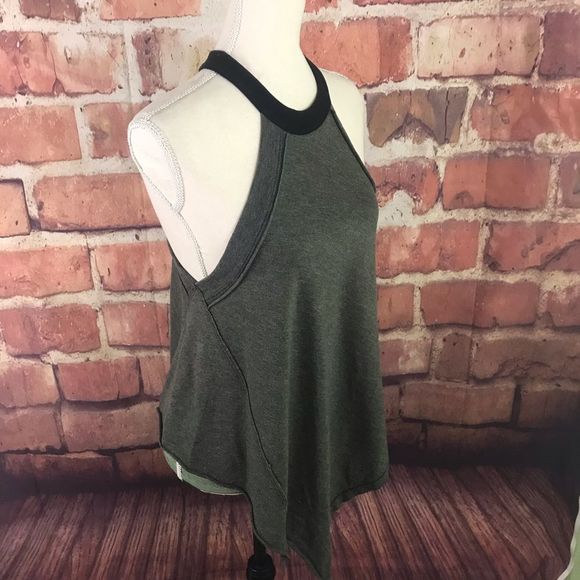 Free people twin peaks green grey halter tank S - Picture 7 of 8